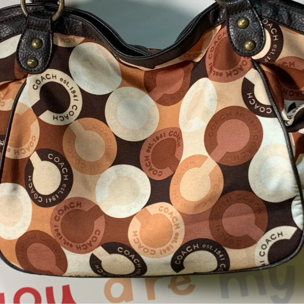 Coach Multicolor Circle Print Shoulder Bag - Brown/Tan/Cream/White - Picture 5 of 14